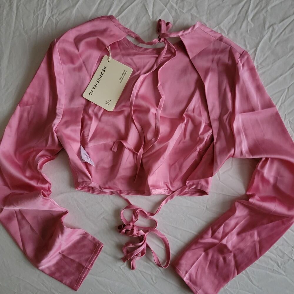 Peppermayo Women's Pink Open back crop top